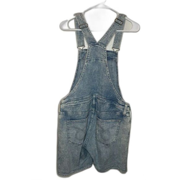 Big Star 1974 Denim Overalls Shorts Distressed Acid Wash Blue Women Size M - Picture 5 of 6